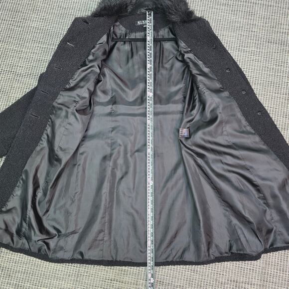 Vintage Giacca Black Pea Coat with Faux Fur Collar M - Picture 6 of 14